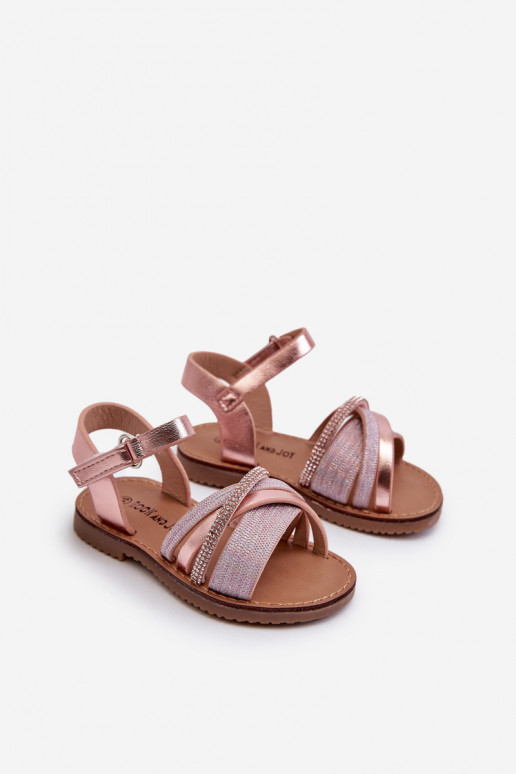 avec brillance Sandales enfant à fermetures adhésives rose Delphina