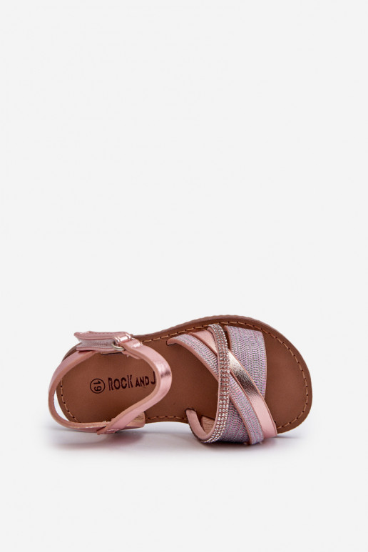 avec brillance Sandales enfant à fermetures adhésives rose Delphina