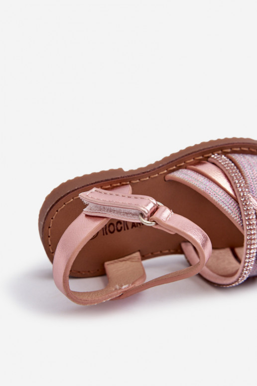 avec brillance Sandales enfant à fermetures adhésives rose Delphina