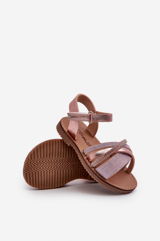 avec brillance Sandales enfant à fermetures adhésives rose Delphina