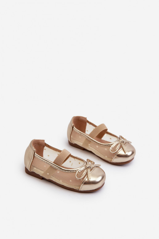 Ballerines pour enfants avec rubans de couleur dorée Jellema