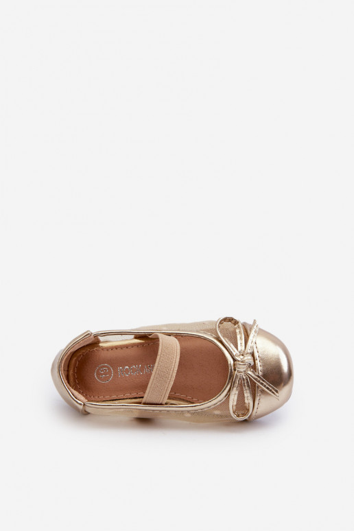 Ballerines pour enfants avec rubans de couleur dorée Jellema