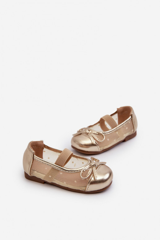 Ballerines pour enfants avec rubans de couleur dorée Jellema