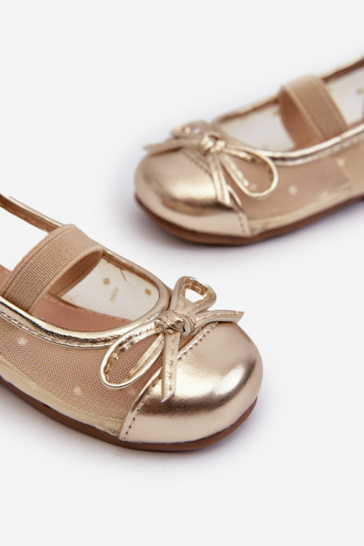 Ballerines pour enfants avec rubans de couleur dorée Jellema