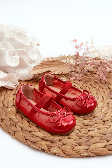 Ballerines pour enfants avec rubans couleur rouge Jellema