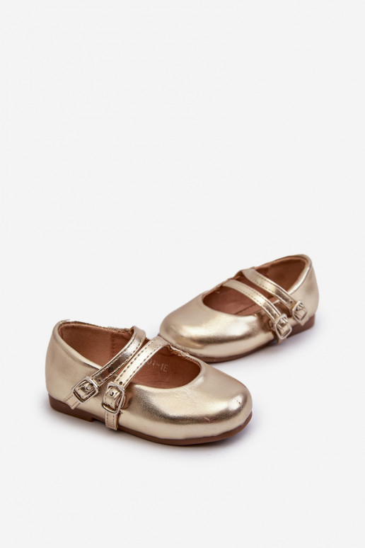 Ballerinas für Kinder mit Trägern, goldfarben Margenis