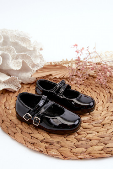 met lak effect ballerina's Kinderen met bandjes zwart Margenis