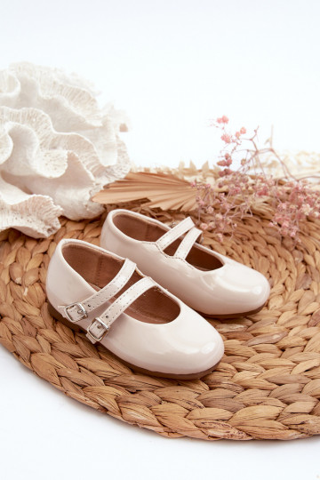 met lak effect ballerina's Kinder met bandjes beige Margenis