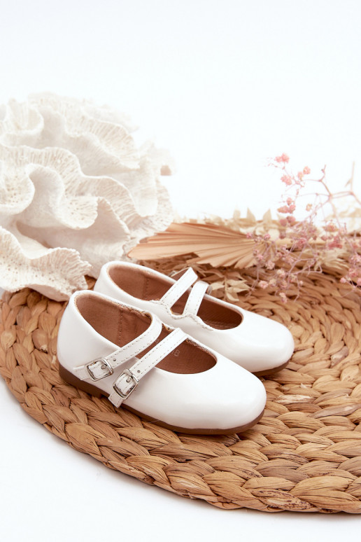 ballerines effet vernis Enfant à lanières couleur blanc Margenis