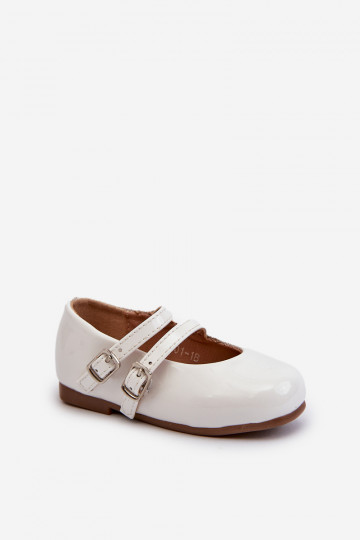 ballerines effet vernis Enfant à lanières couleur blanc Margenis 2