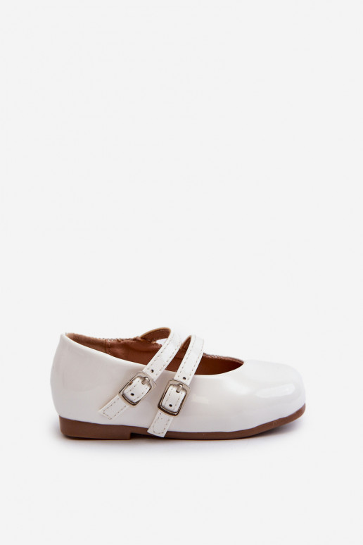 ballerines effet vernis Enfant à lanières couleur blanc Margenis