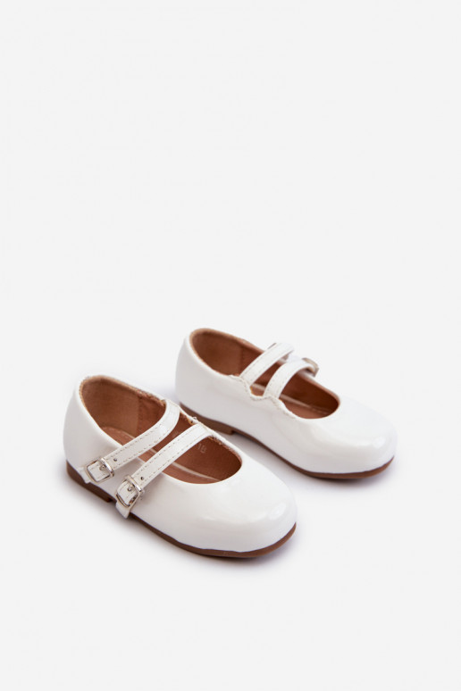 ballerines effet vernis Enfant à lanières couleur blanc Margenis ballerines effet vernis Enfant à lanières couleur blanc Margenis