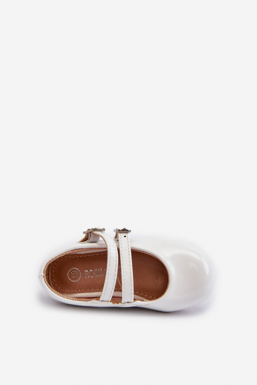ballerines effet vernis Enfant à lanières couleur blanc Margenis ballerines effet vernis Enfant à lanières couleur blanc Margenis