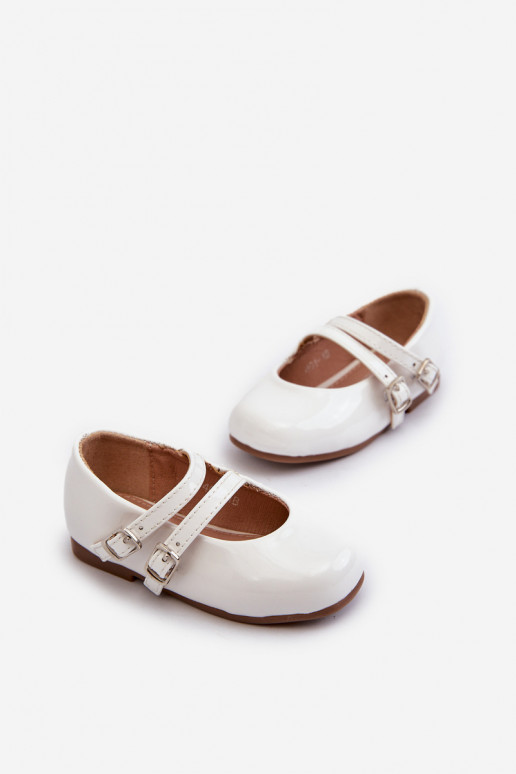 ballerines effet vernis Enfant à lanières couleur blanc Margenis ballerines effet vernis Enfant à lanières couleur blanc Margenis