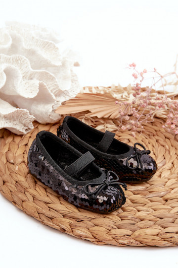 Ballerines pour enfants Ozdobione Cekinami couleur noire Weries