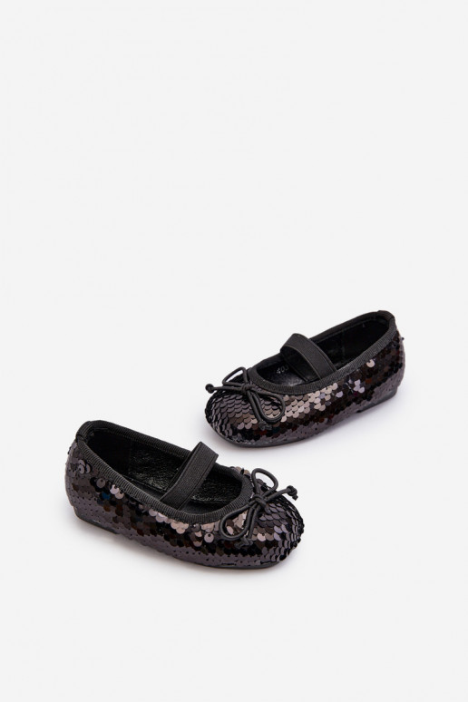 Ballerines pour enfants Ozdobione Cekinami couleur noire Weries