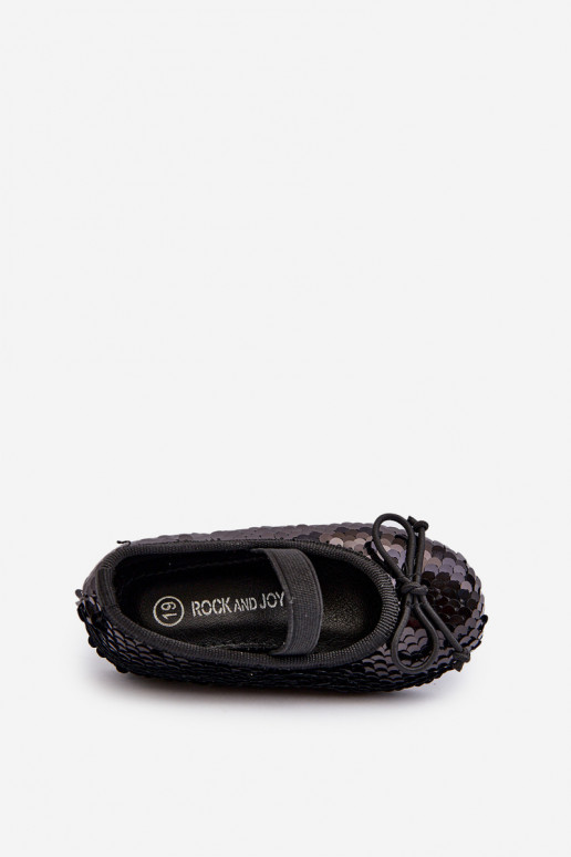 Ballerines pour enfants Ozdobione Cekinami couleur noire Weries