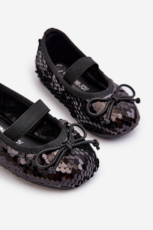 Ballerinas für Kinder Ozdobione Cekinami schwarze Farbe Weries