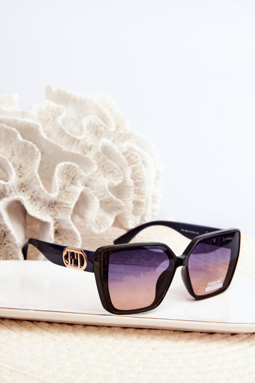 Lunettes de soleil Femme Avec fantaisie Detalem UV400 bleu foncé