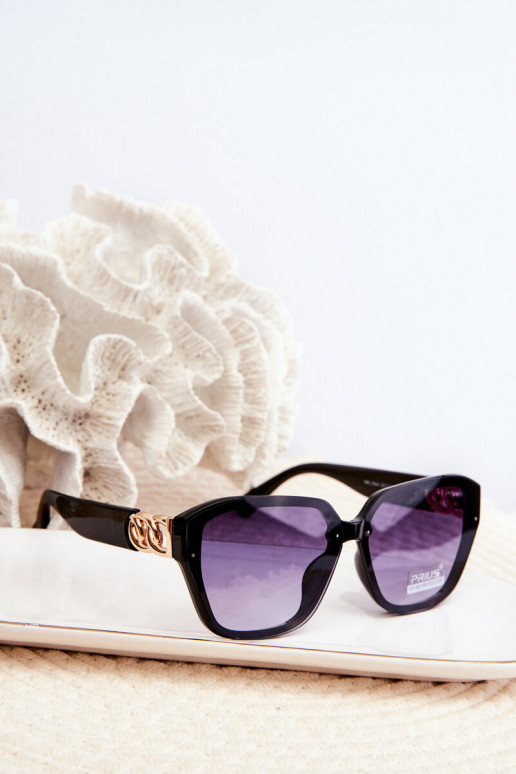 Lunettes de soleil femme Ze couleur or Detalem UV400 couleur noir