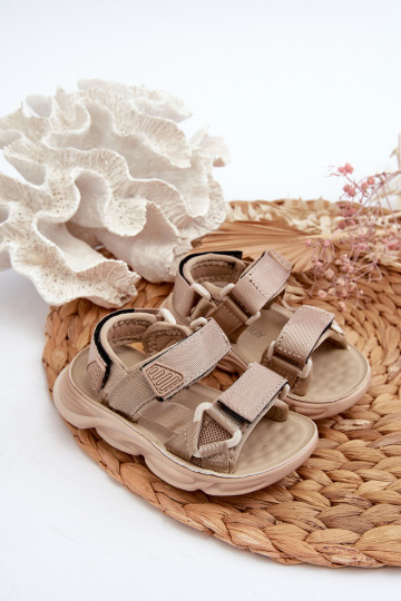 Sandale enfant avec attaches adhésives beige Orretta