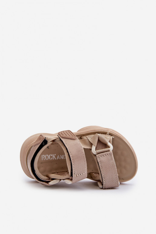 Sandale enfant avec attaches adhésives beige Orretta