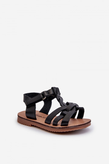 Kindersandalen met zelfklevende sluitingen in de kleur zwart Marimona