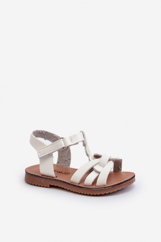 Sandales pour enfants à fermetures adhésives de couleur blanche Marimona