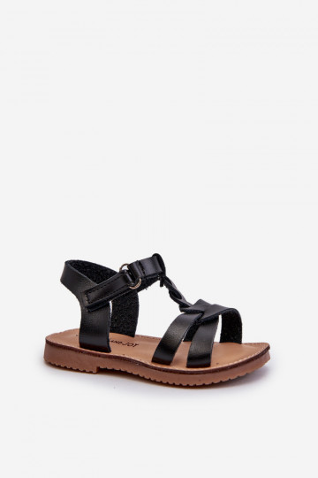 Sandalen für Kinder mit Klebeverschlüssen in der Farbe Schwarz von Sarniema 2
