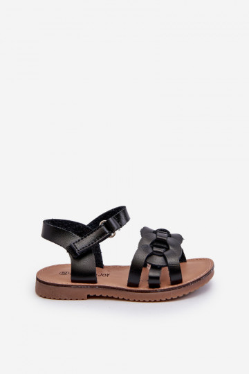 sandales Enfant avec attaches adhésives couleur noire Venikoria 2