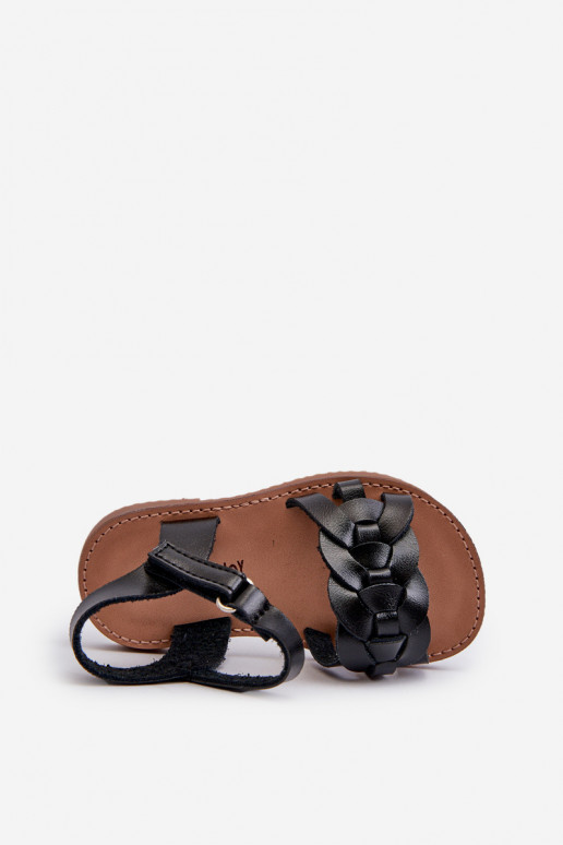 sandales Enfant avec attaches adhésives couleur noire Venikoria