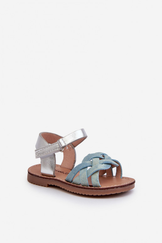 Sandalen Kinder mit Klebeverschlüssen Z Przeplatającymi Się Paseczkami blaue Farbe Dianttha
