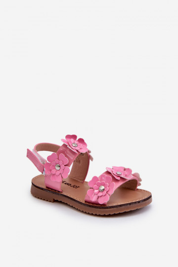 Gelakte kindersandalen Ozdobione met bloemmotieven roze Tinette 2