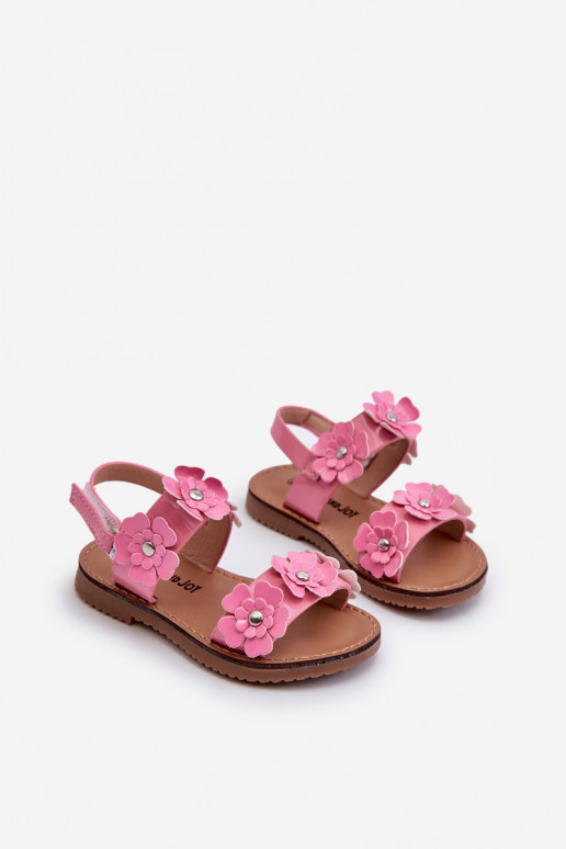 Lackierte Kindersandalen Ozdobione mit Blumenmotiven rosa Tinette Lackierte Kindersandalen Ozdobione mit Blumenmotiven rosa Tinette