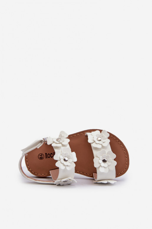 Sandales laquées Enfant Ozdobione à motifs floraux Tinette en blanc