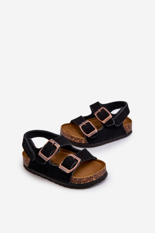 sandales Enfant avec plateforme avec attaches adhésives de couleur noire Rorria