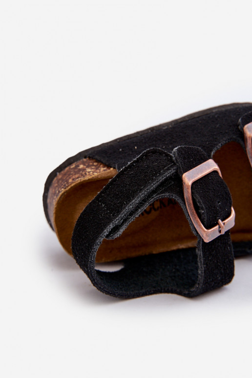 sandales Enfant avec plateforme avec attaches adhésives de couleur noire Rorria