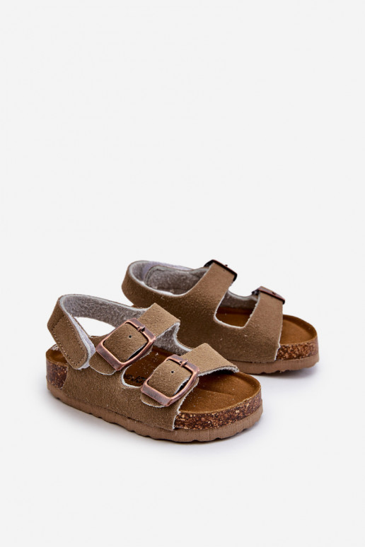 Sandalen Kinderplattform mit Klebeverschlüssen Khaki Farbe Rorria