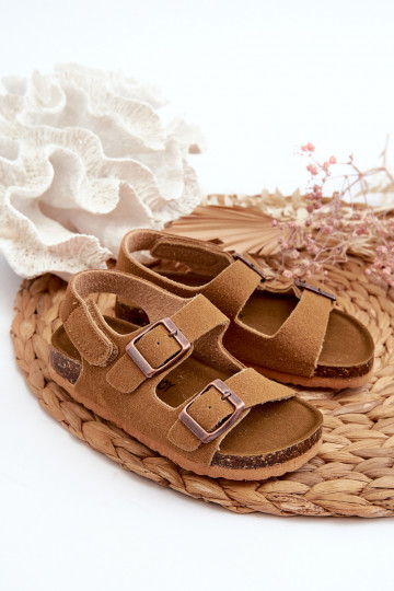 sandales Plateforme enfant avec attaches adhésives couleur marron Rorria