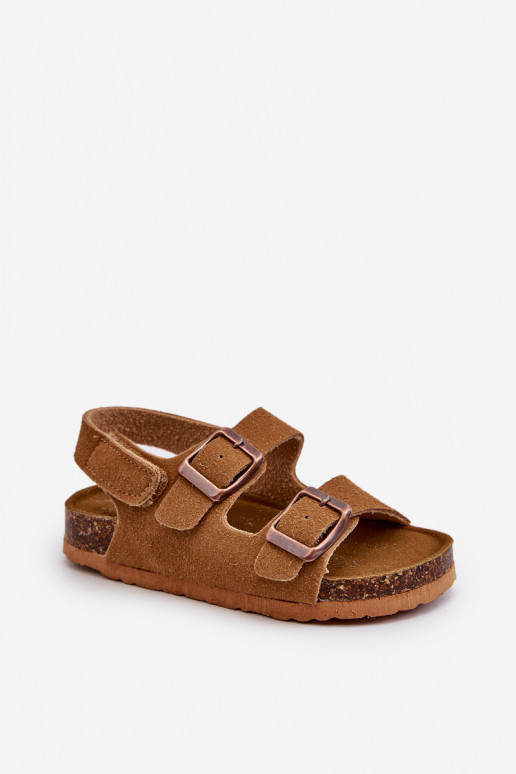sandalen Kinderplatform met zelfklevende sluitingen bruine kleur Rorria