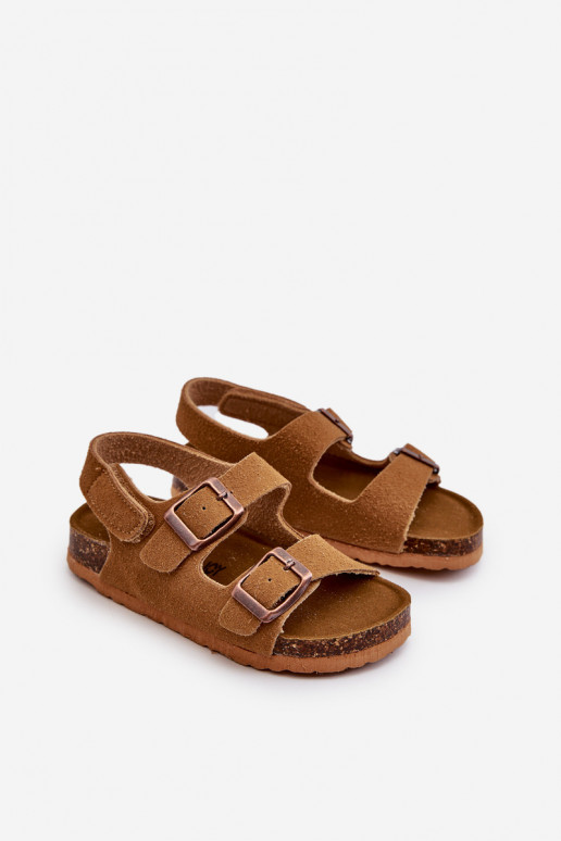 sandalen Kinderplatform met zelfklevende sluitingen bruine kleur Rorria