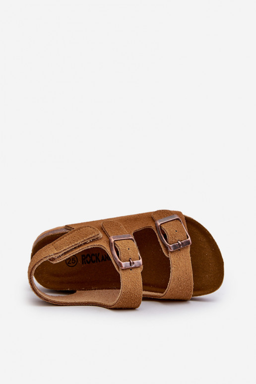 Sandalen Kinderplattform mit Klebeverschlüssen braune Farbe Rorria