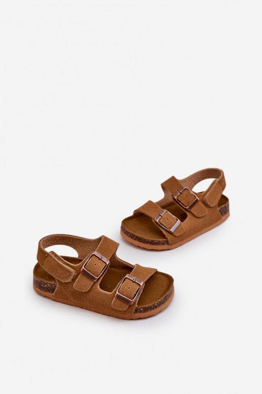 sandalen Kinderplatform met zelfklevende sluitingen bruine kleur Rorria
