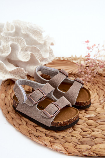 sandales Plateforme enfant avec attaches adhésives couleur gris Rorria
