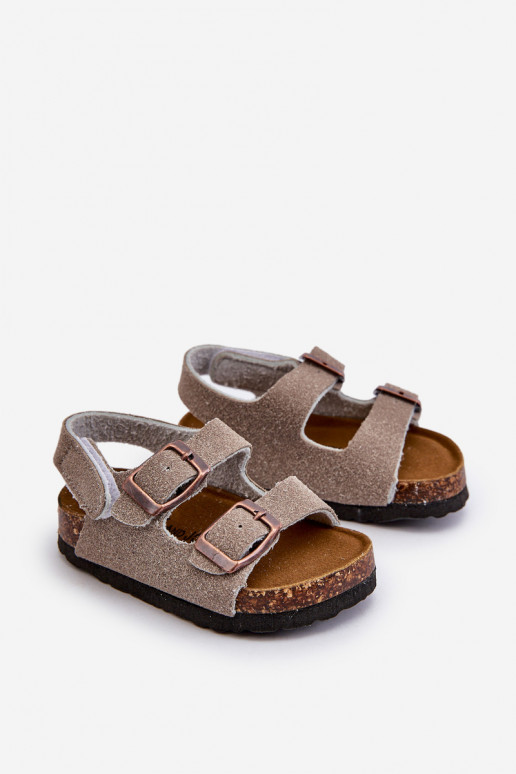 sandales Plateforme enfant avec attaches adhésives couleur gris Rorria