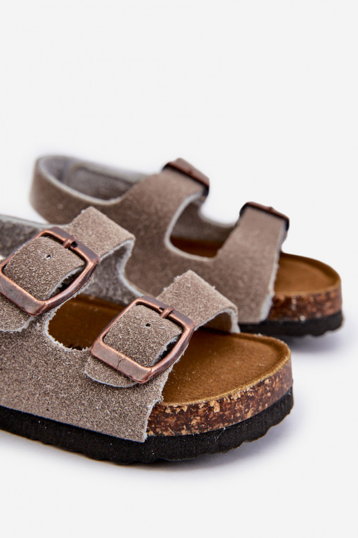 sandales Plateforme enfant avec attaches adhésives couleur gris Rorria