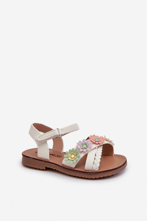 Sandalen Kinder met zelfklevende sluitingen Met bloemen in witte Nestalee