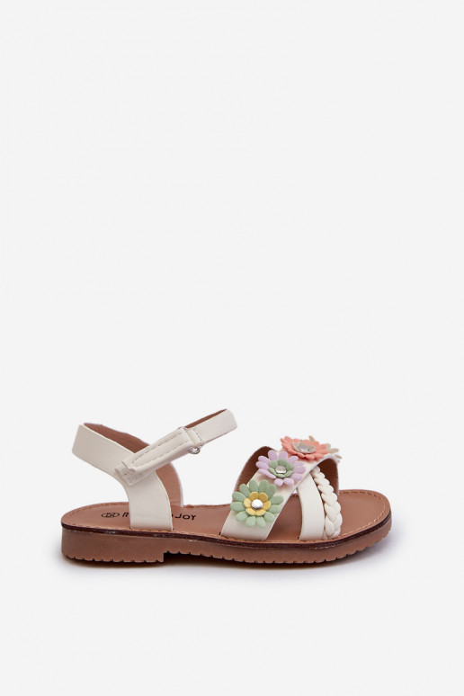 Sandalen für Kinder mit Klebeverschlüssen mit Blumen in Weiß von Nestalee