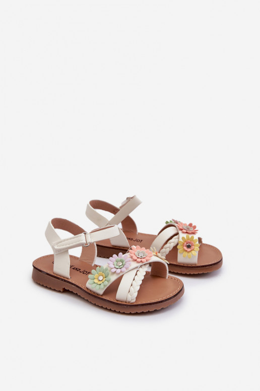 sandales Enfant à fermetures adhésives Avec fleurs en blanc Netalee