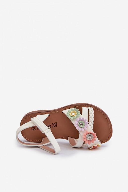 Sandalen für Kinder mit Klebeverschlüssen mit Blumen in Weiß von Nestalee